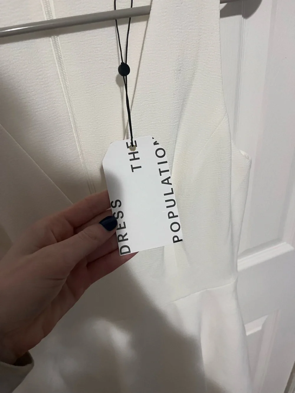 Dress the Population White V-Neck Fit-and-Flare Dress NWT Size Large